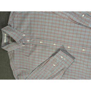 Paul Fredrick Button-Down Dress Shirt Blue Red Plaid Two Ply Men's Size 16.5/33